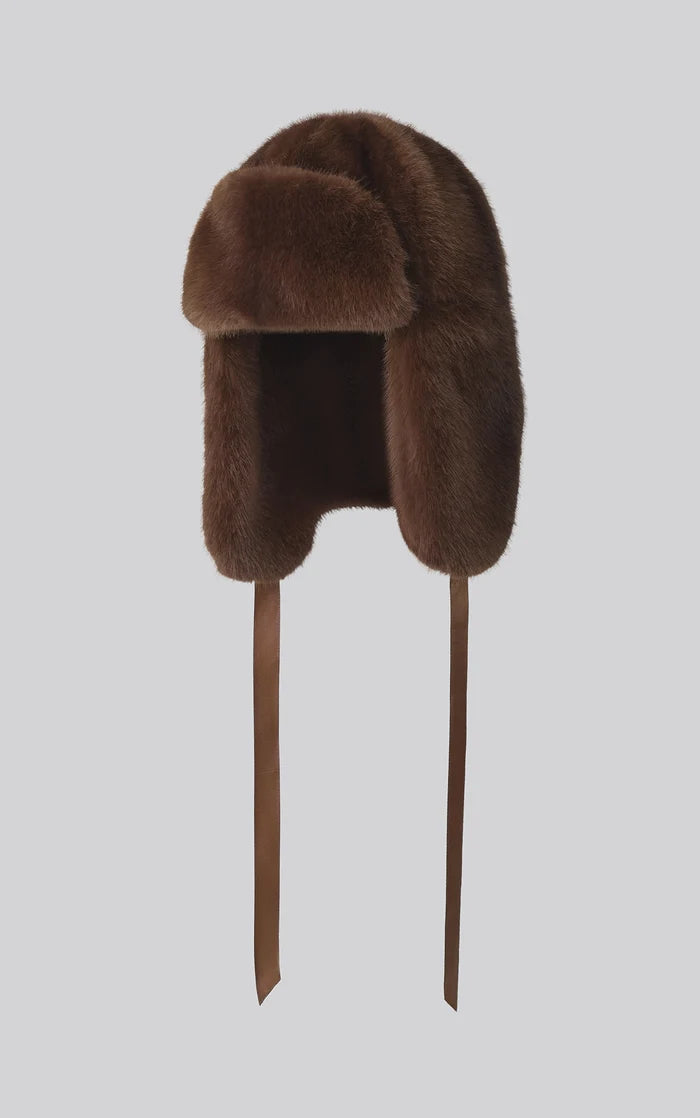 SOIA & KYO Ylva-M Faux Minx Fur Trapper Hat - Espresso