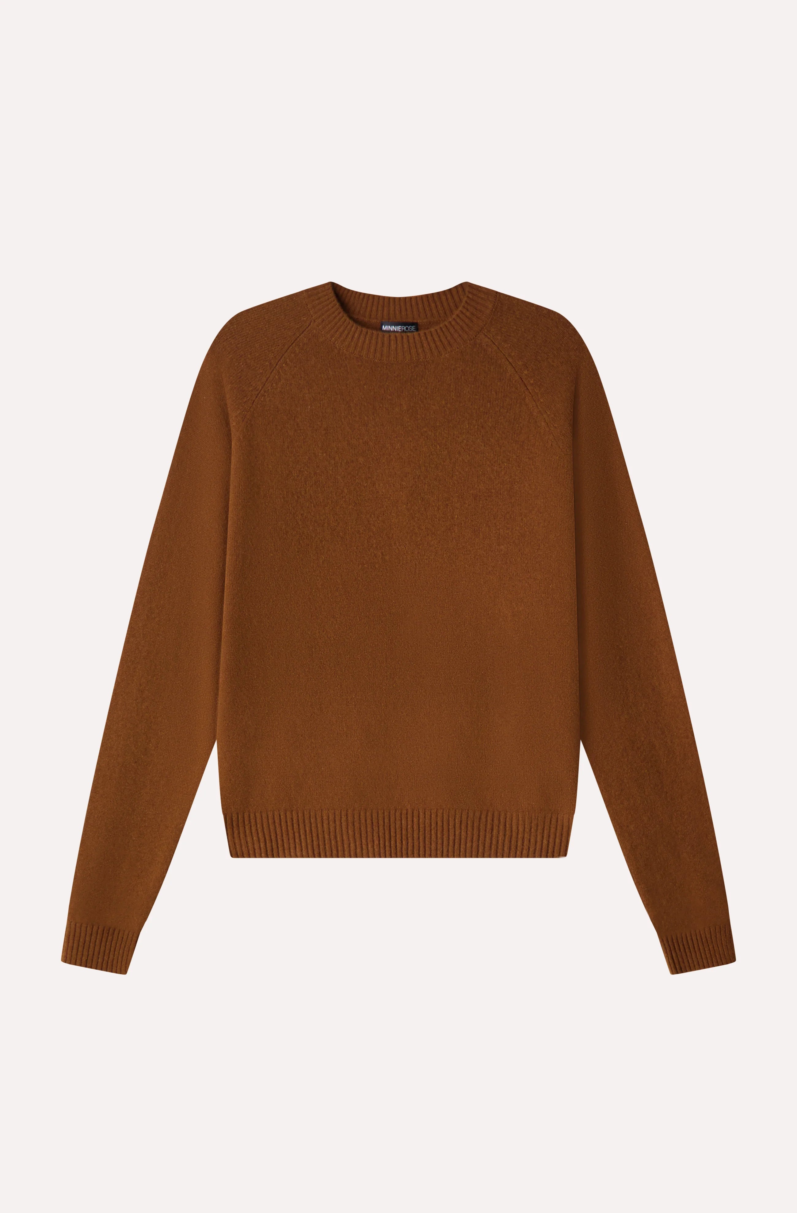 Minnie Rose Cashmere 9gg L/S Shrunken Crew Sweater - Foxtail