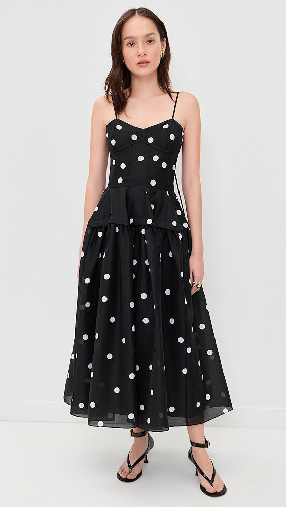 alexis midi dress line and dot Alexis Parma Dress