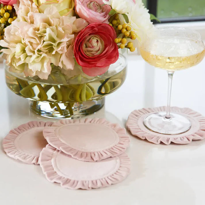 Arte Italica Velvet Coaster Set - Dusty Pink