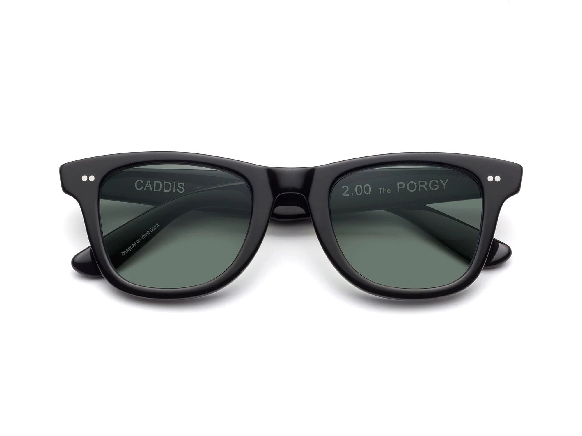 Caddis Porgy Backstage Sunglasses - Gloss Black/Polarized Gray-Green