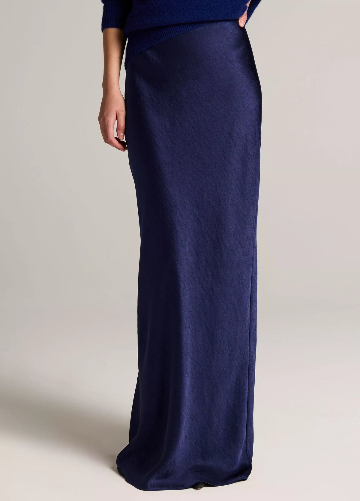 Vince Satin Bias Column Skirt - Dark Azure