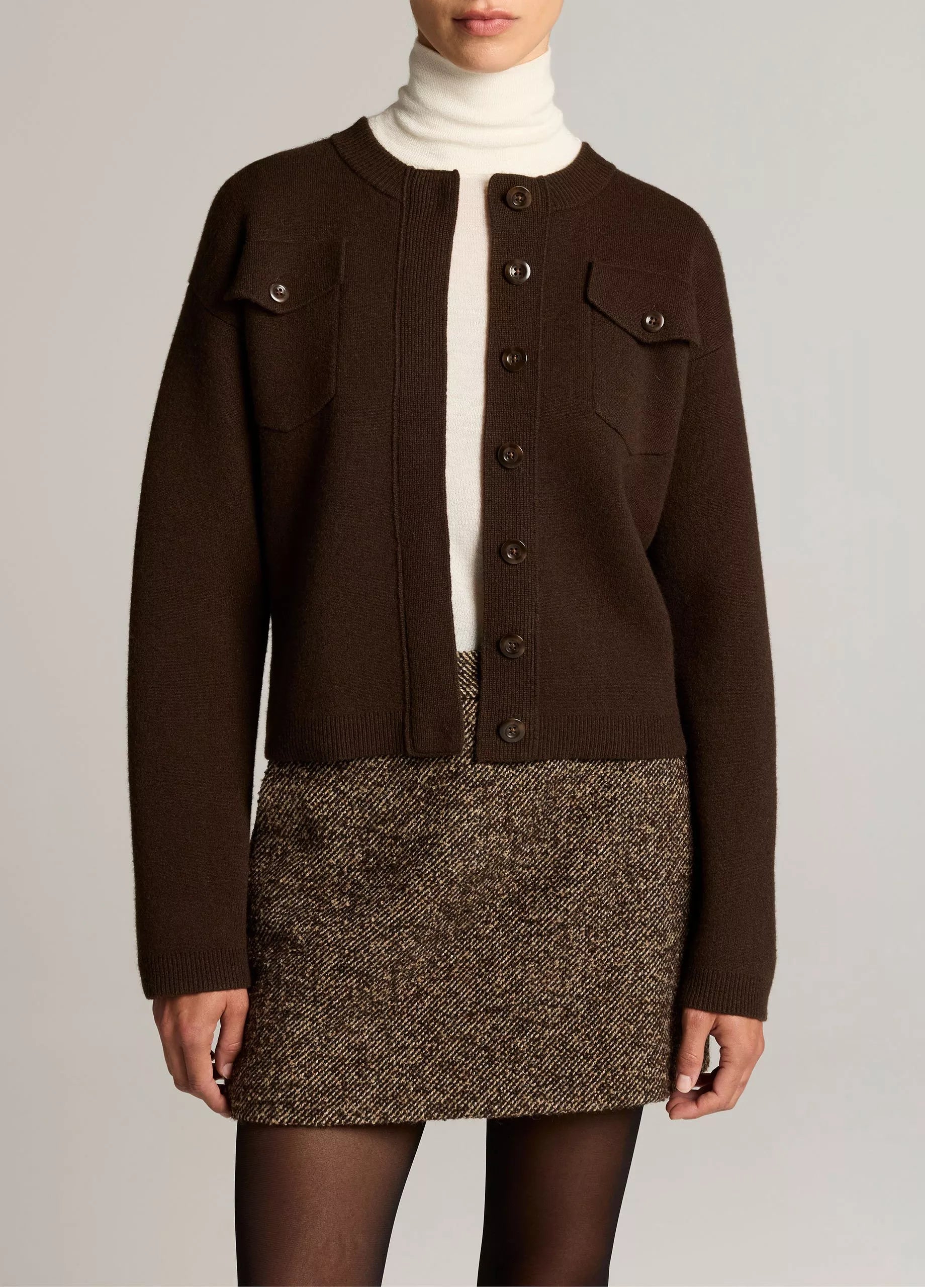Vince Flap Pocket Wool-Blend Sweater Jacket
