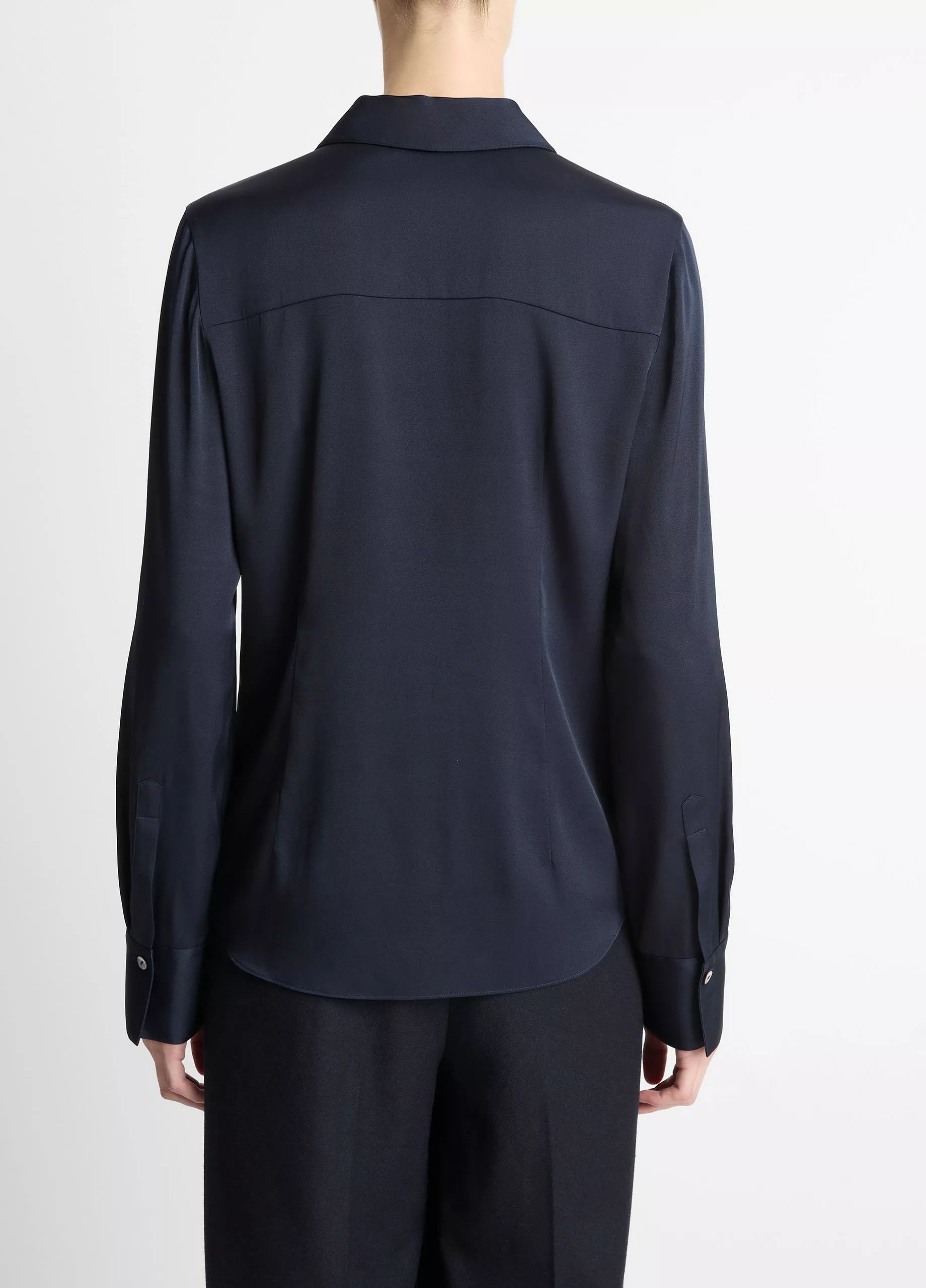 Vince Silk-Blend Slim Button-Front Blouse - Coastal Blue