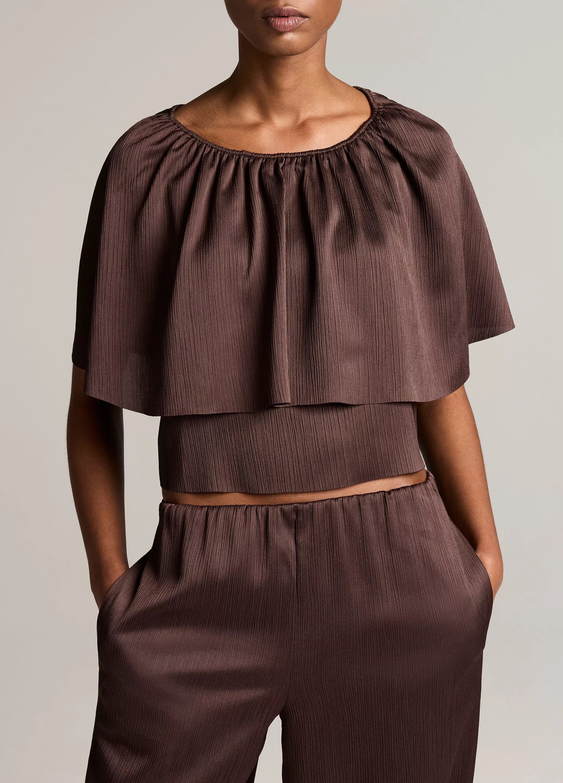 Vince Convertible Plissé Cape Top