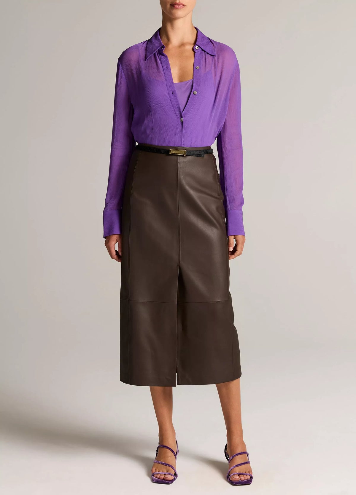Vince Leather Slit Front Skirt