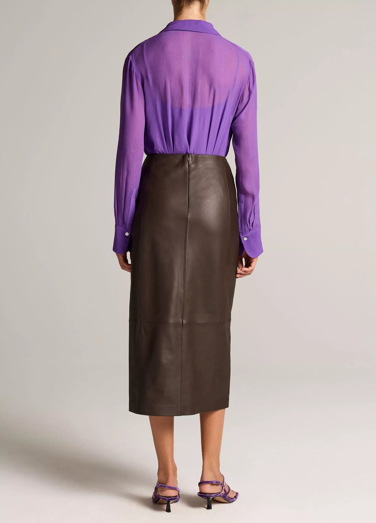 Vince Leather Slit Front Skirt