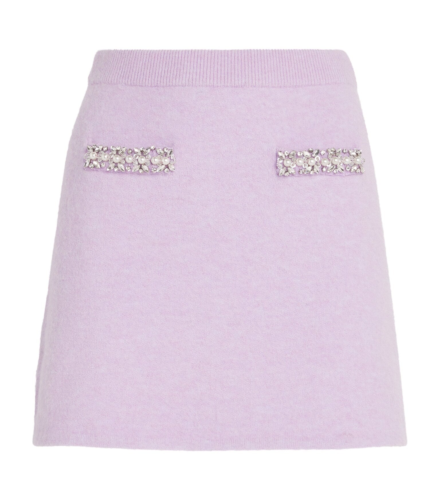 Self Portrait Lilac Crystal Trim Knit Skirt