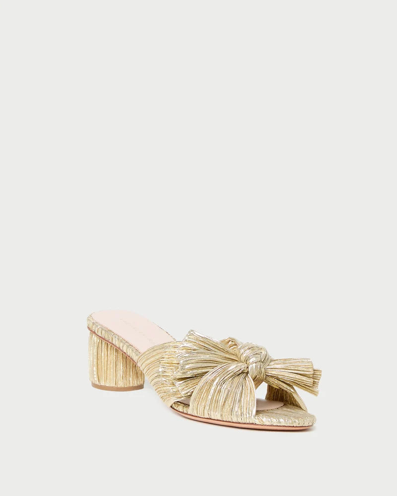 Loeffler Randall Emilia Gold Pleated Knot Mule