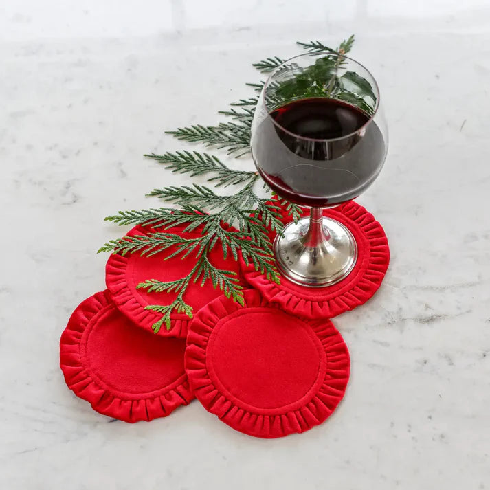 Arte Italica Velvet Coaster Set - Red