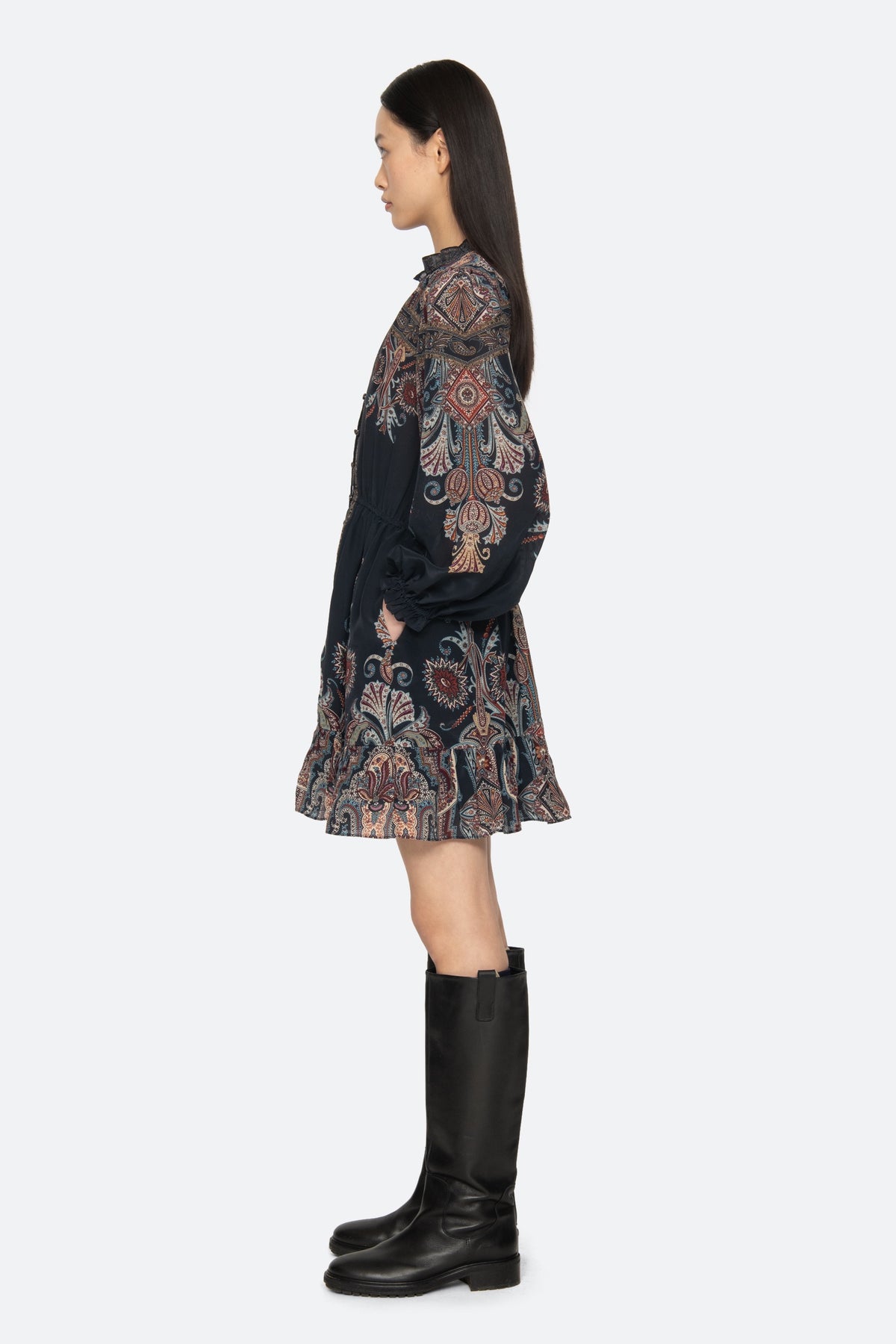 HYACINTH PRINT L/SLV MINI DRESS (D2)