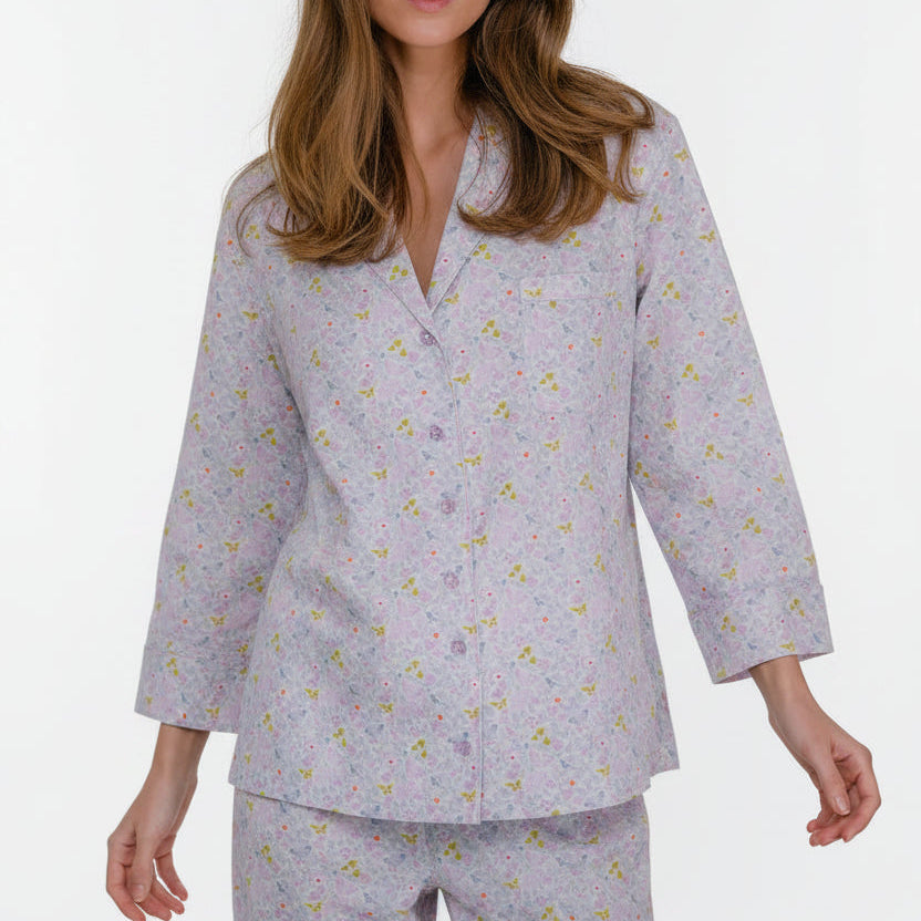 Lenora Classic Capri Pajamas - Lavender Blossom Floral