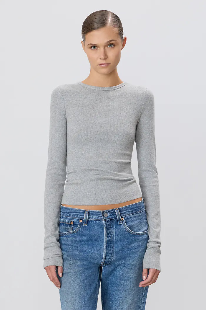 Eterne Long Sleeve Fitted Top - Heather Grey