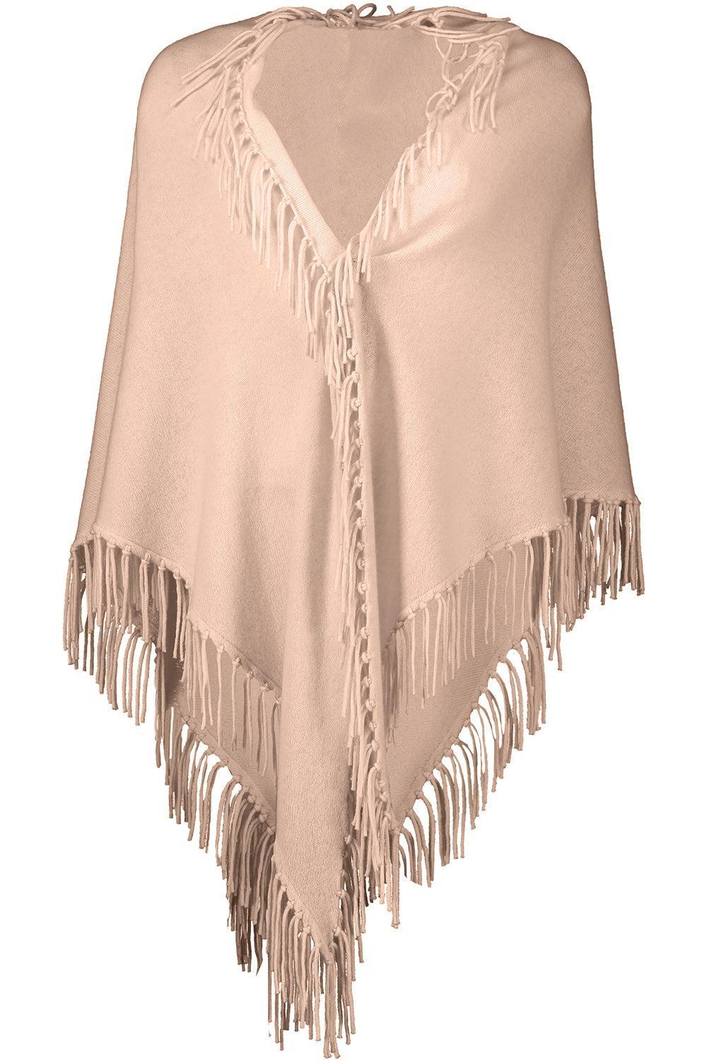 Minnie Rose Cashmere Fringe Shawl - Brown Sugar