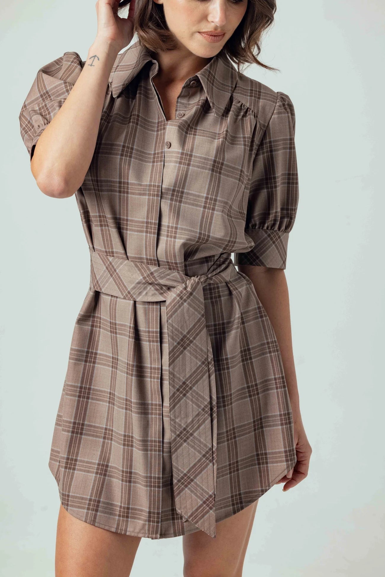 We Are Sundays Mocha Plaid Kambry Dress