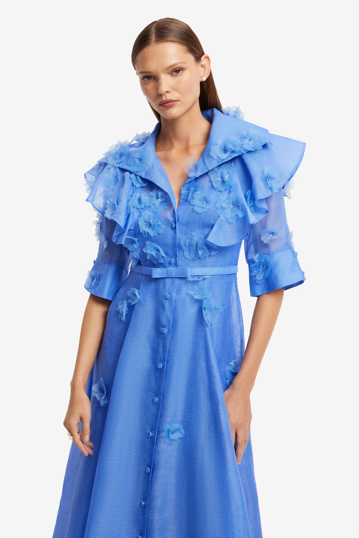 Anya Petal Midi Dress - Azure