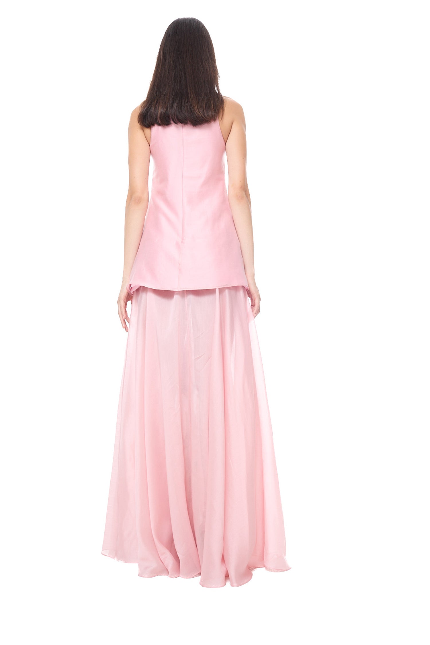 WATERCOLOR FLOWER PRINTED HALTER NECK LONG DRESS