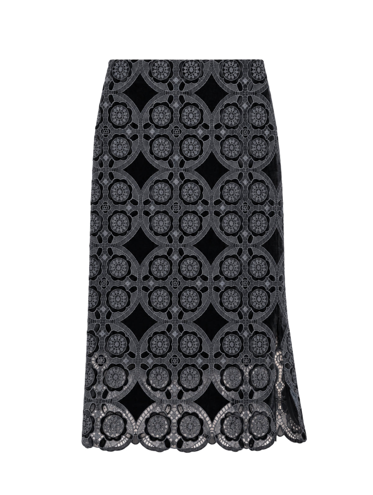 HO26 Mulberry Velour Midi Skirt-Midnight Grey