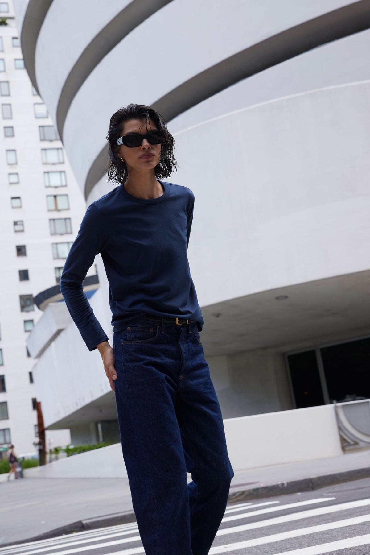The Long Sleeve Perfect Tee in Navy - WS