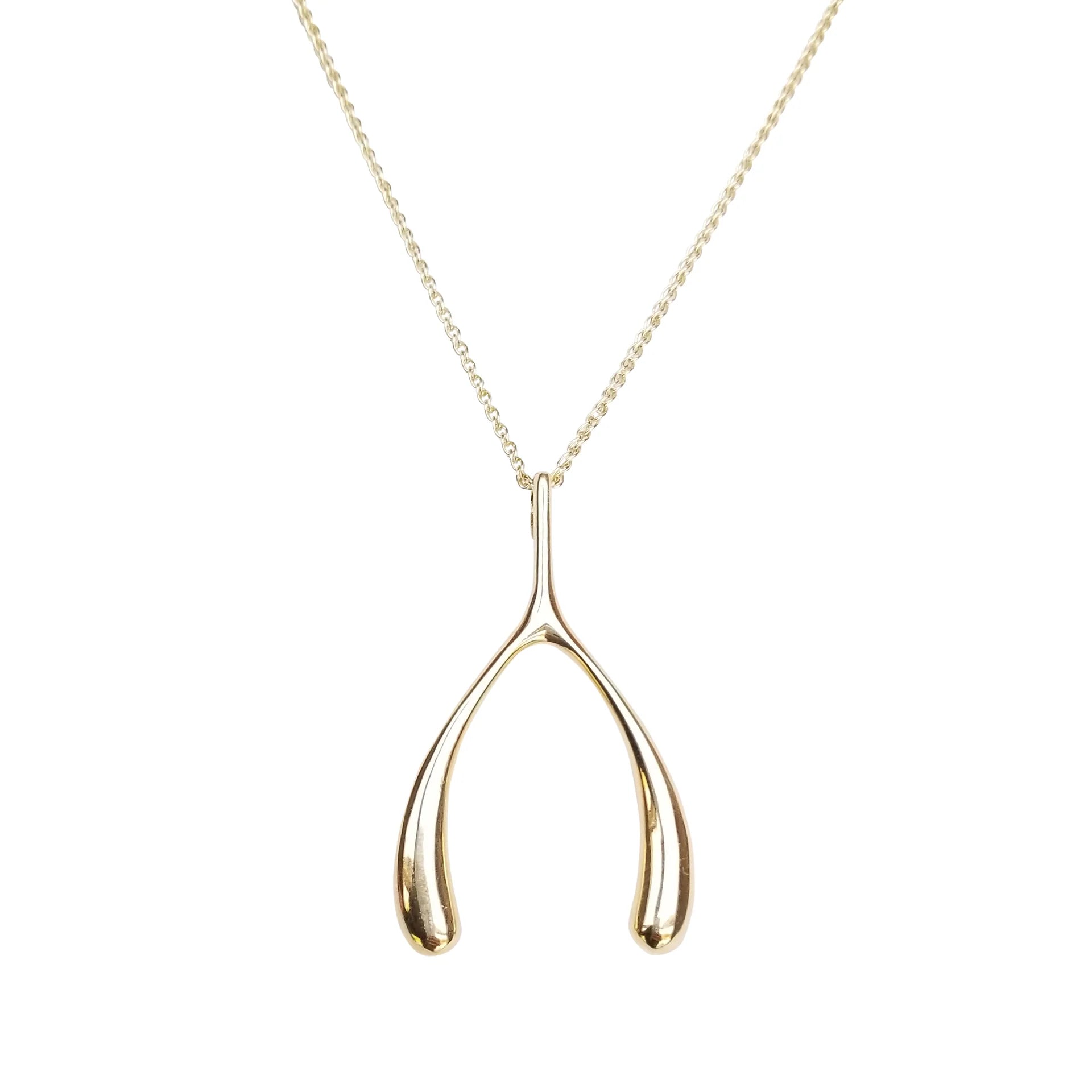 Jane Win LUCKY Gold Wishbone Pendant