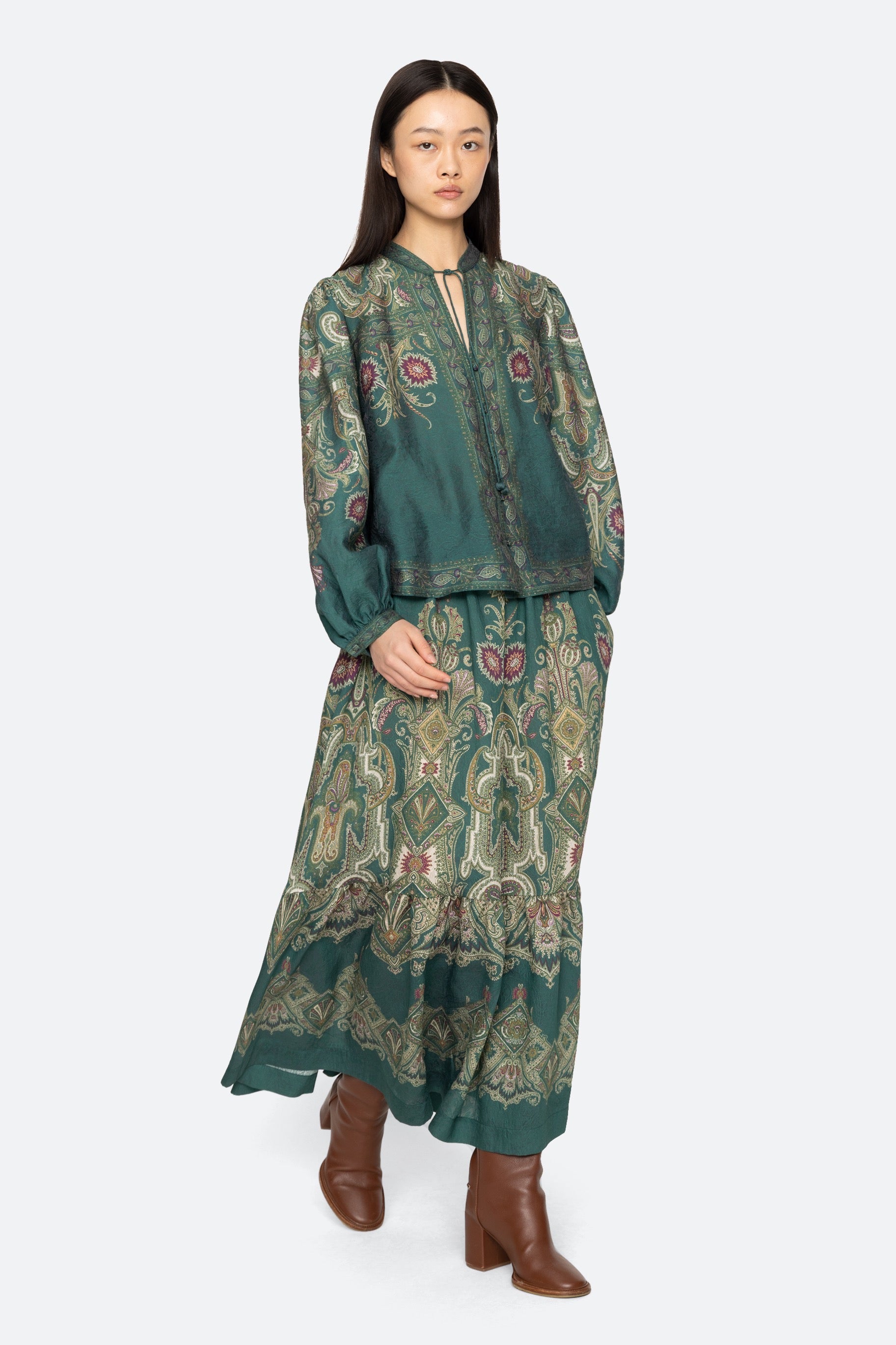 HYACINTH PRINT MIDI SKIRT (D2)