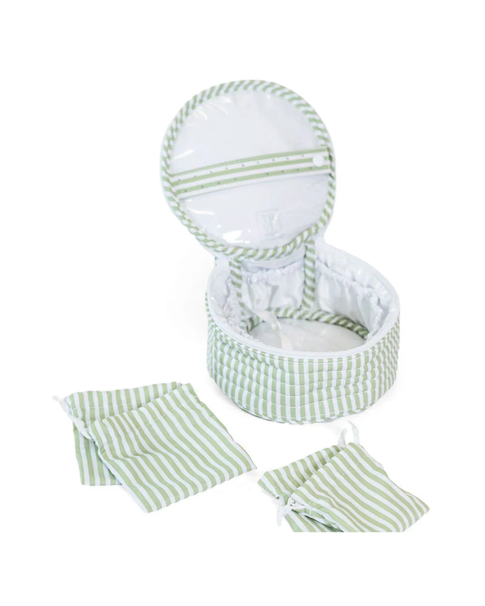 TRVL Designs Quilted Jewelry Round Case - Pimlico Stripe Sage