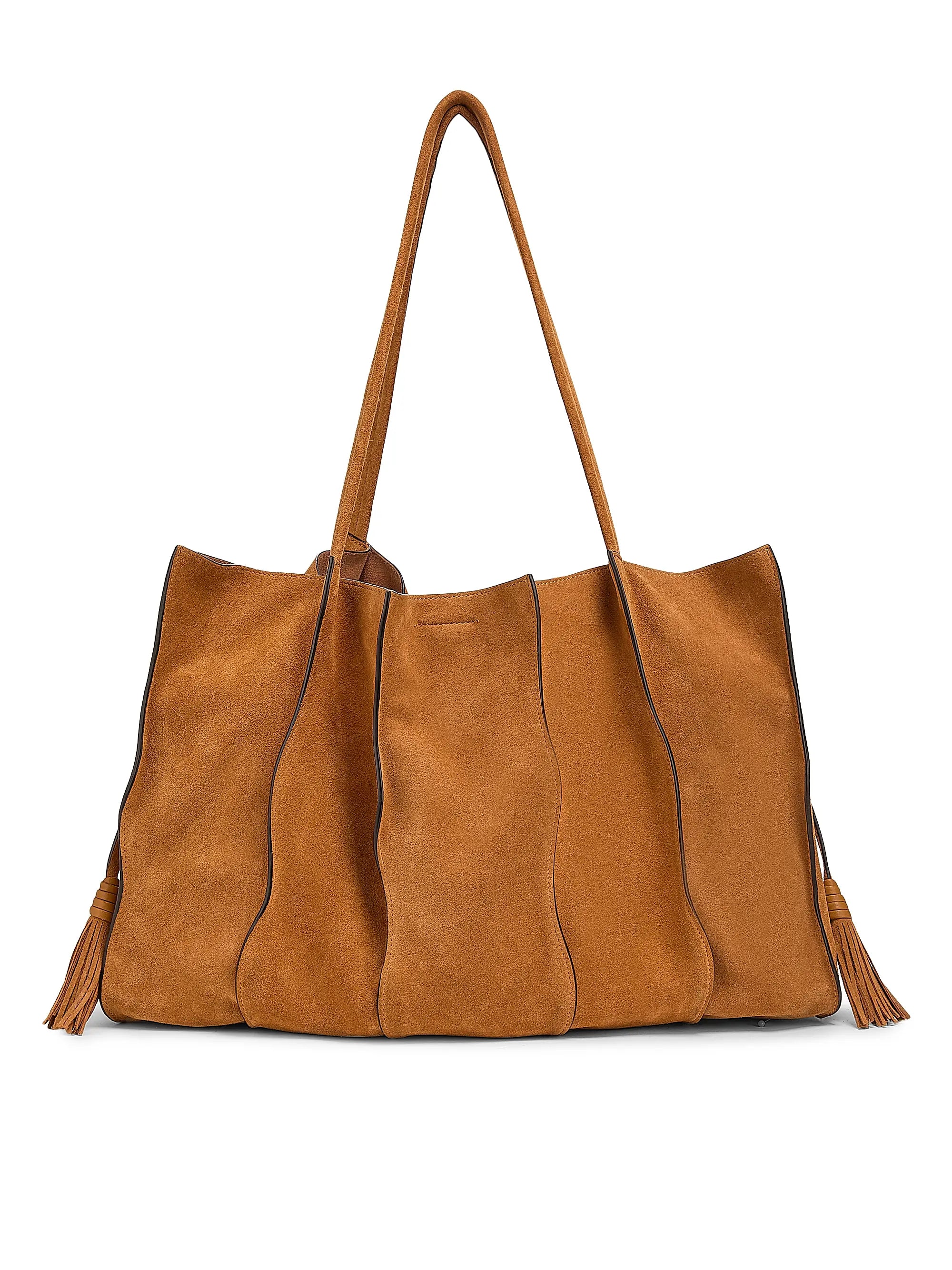 Ulla Johnson Adria Large Wavy Suede Tote Bag - Canyon