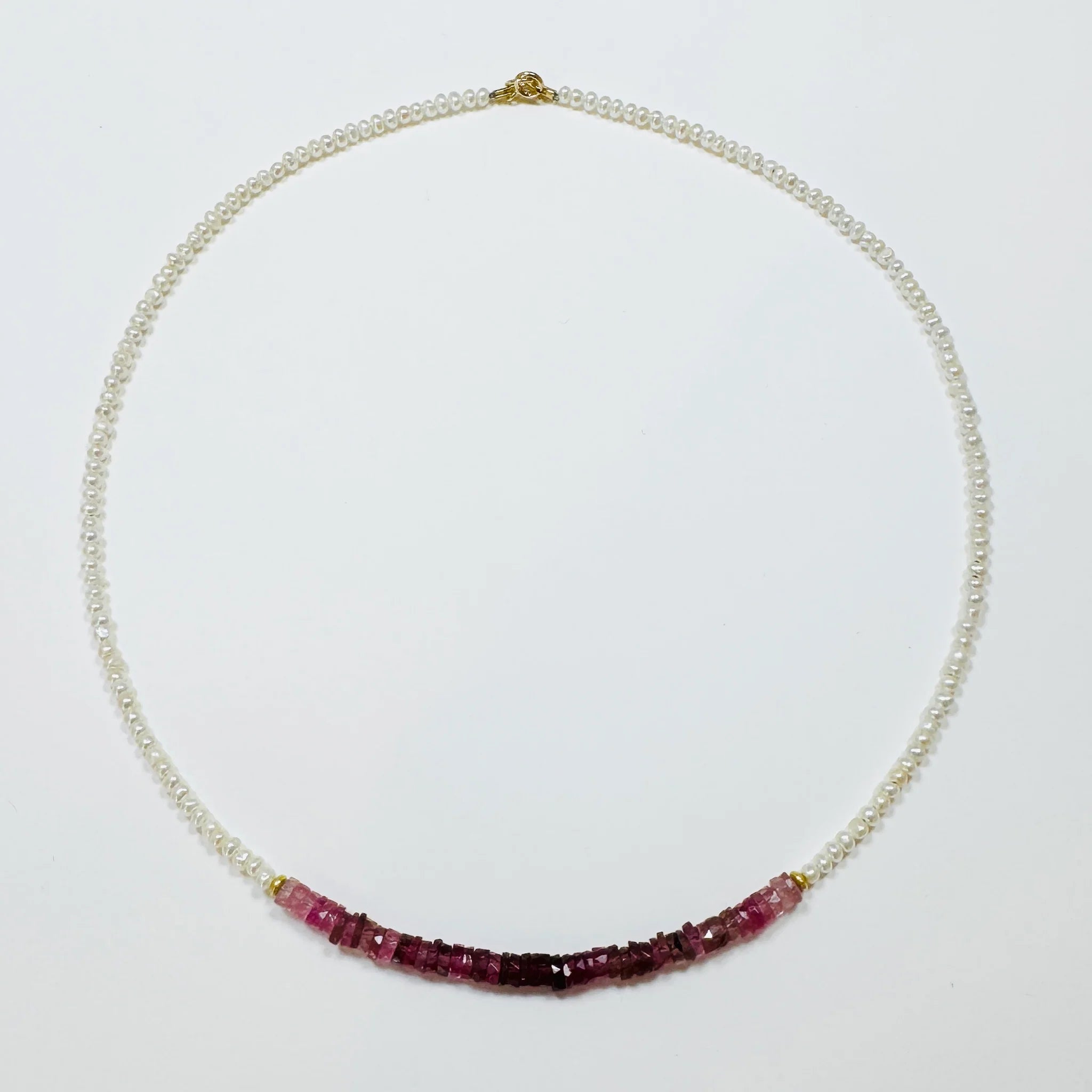 Theodosia Two Tone Delicate Necklace - Pearl & Pink