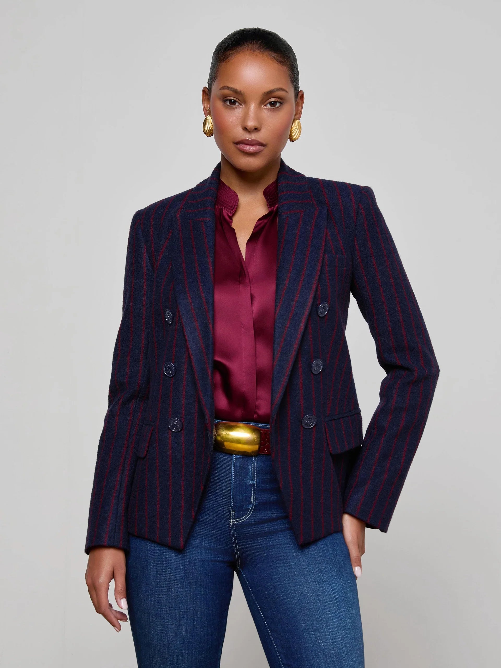 L'Agence Kenzie Pinstriped Blazer