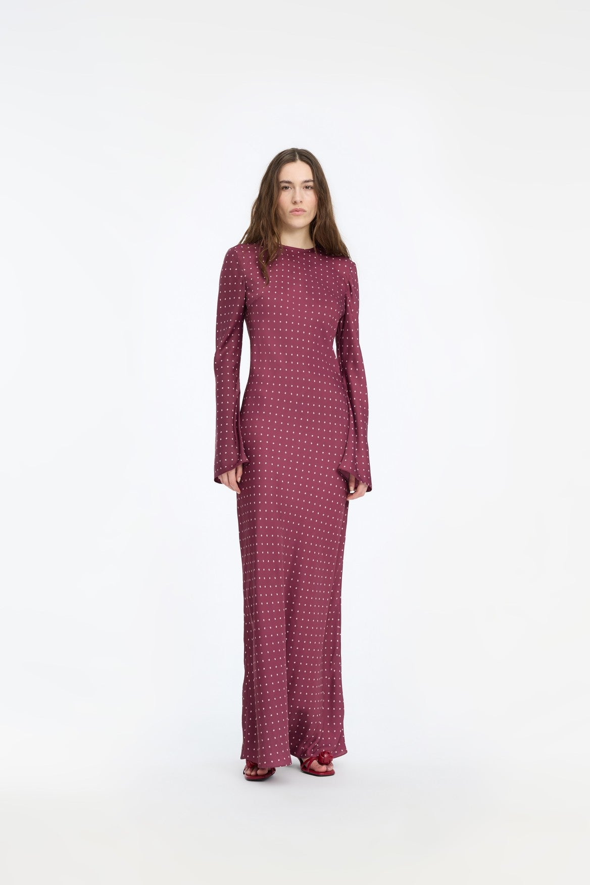 DOT SATIN MAXI DRESS