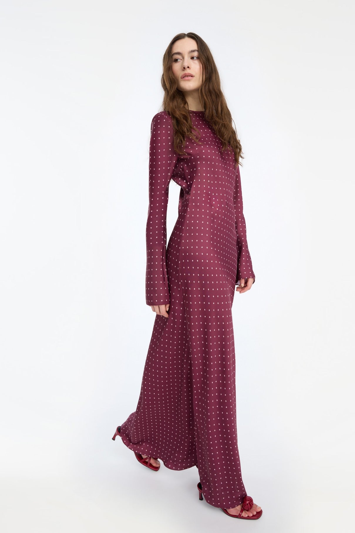 DOT SATIN MAXI DRESS