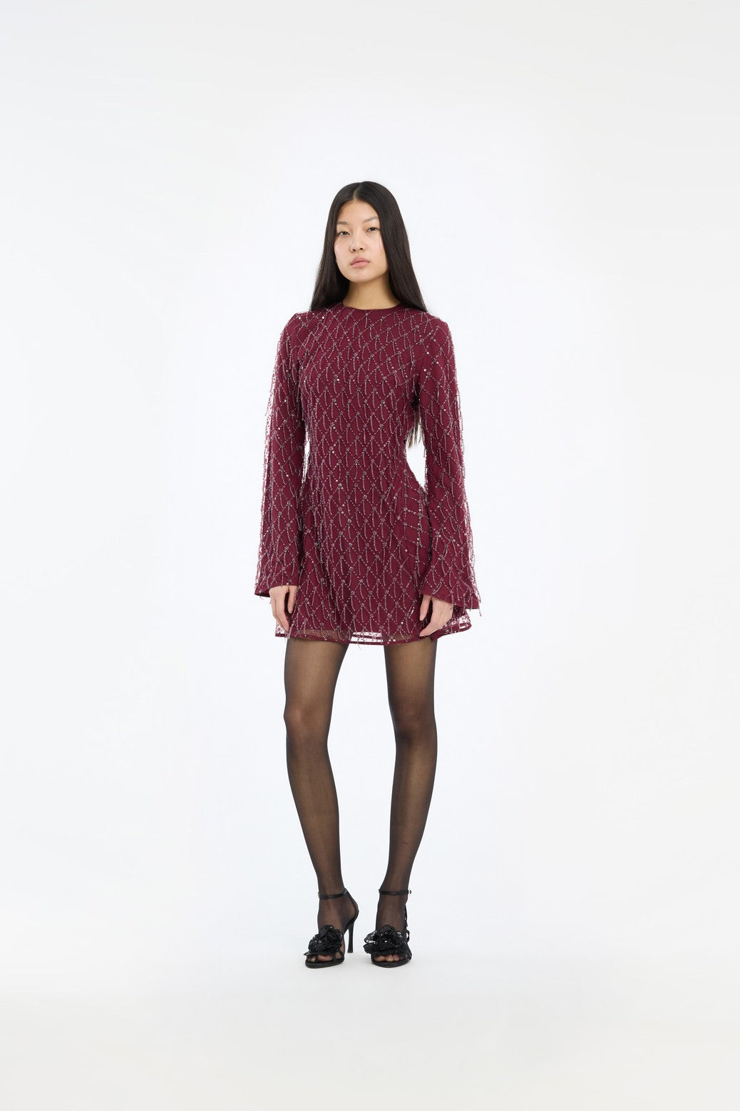 SEQUINS MINI FLARED DRESS