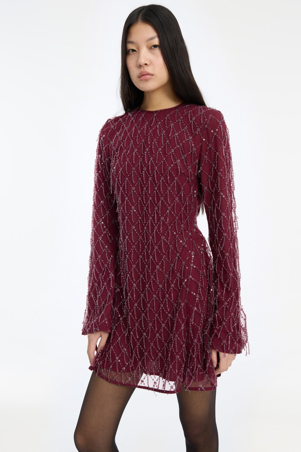 SEQUINS MINI FLARED DRESS