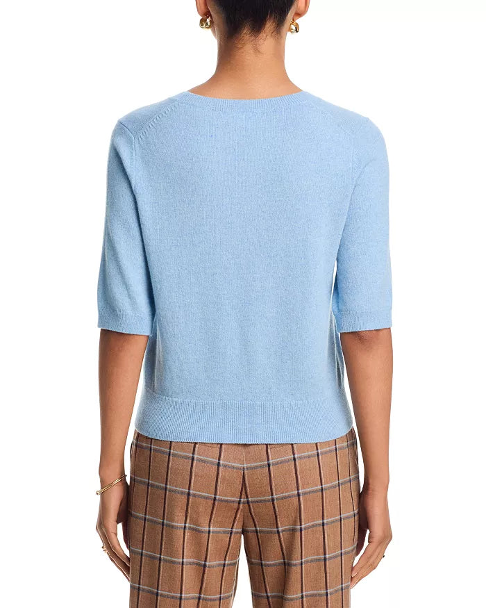Veronica Beard Shana Cashmere Sweater - Pale Blue River Melange