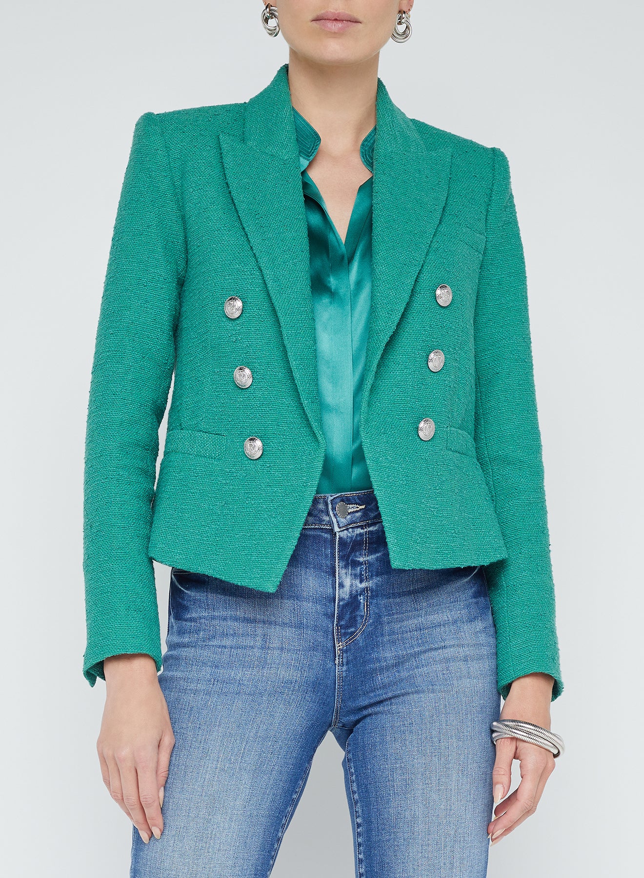 L'Agence Brooke Double Breasted Crop Blazer