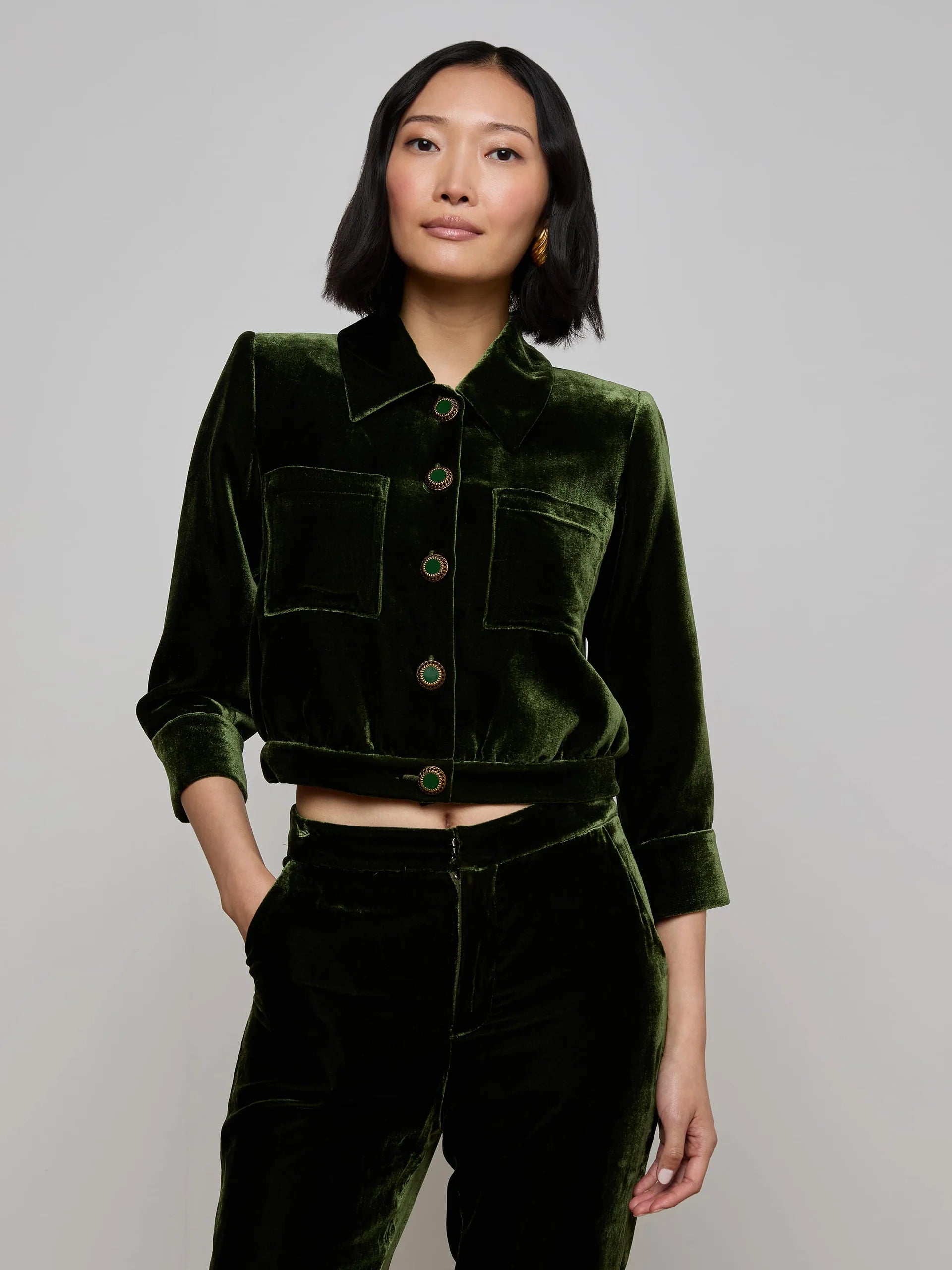 L'Agence Jia Crop 3/4 Sleeve Jacket