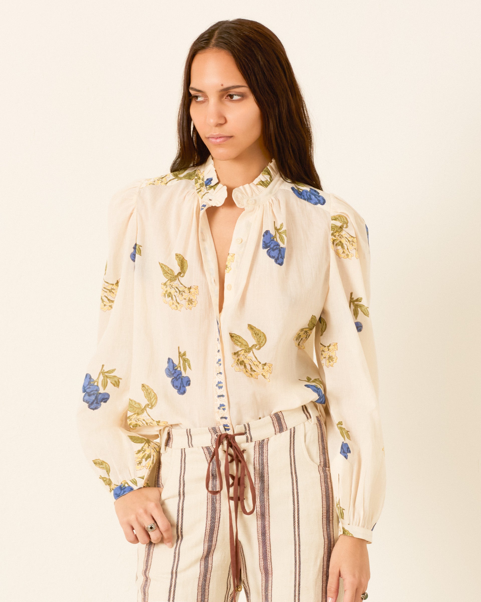 Annabel Blueberry Flora Shirt