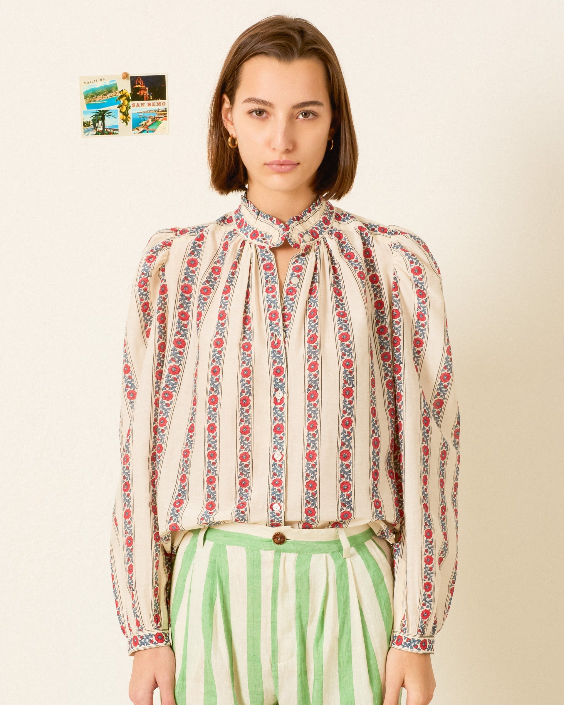 Annabel Roseband Stripe Shirt