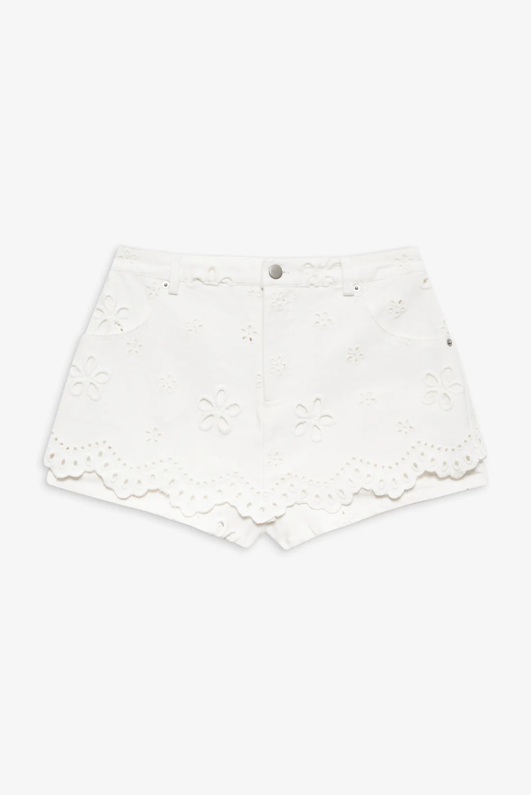 For Love & Lemons Daisy Eyelet Denim Skort