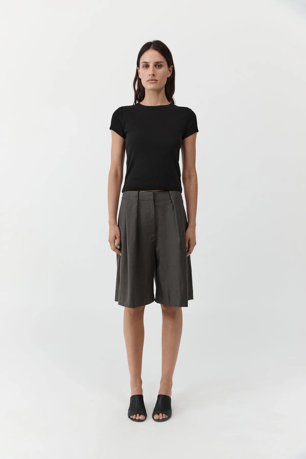 St. Agni Wool Pleat Loop Shorts