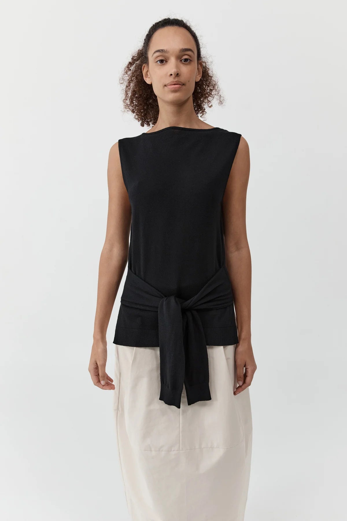 St. Agni Fine Merino Wool Tie Waist Top