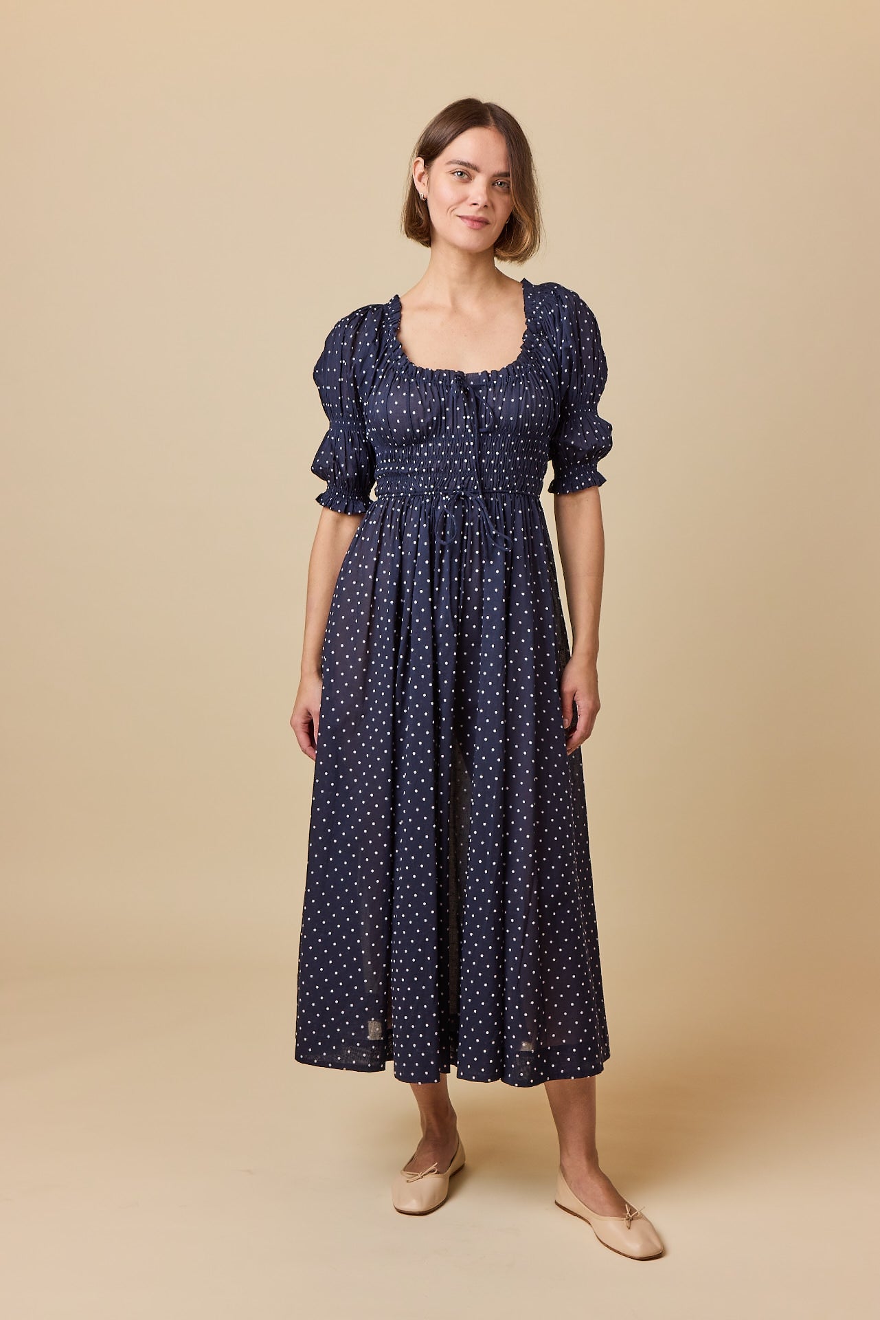 Doen Ischia Dress - Navy Flock Dot