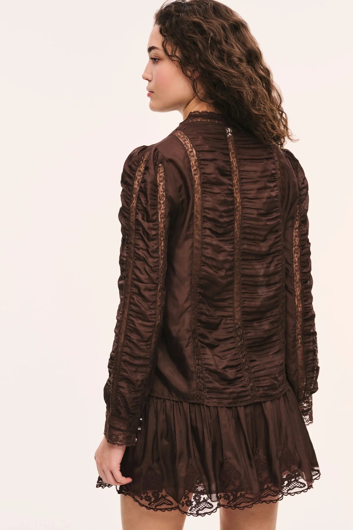 LoveShackFancy Jacque Top - Midnight Mocha