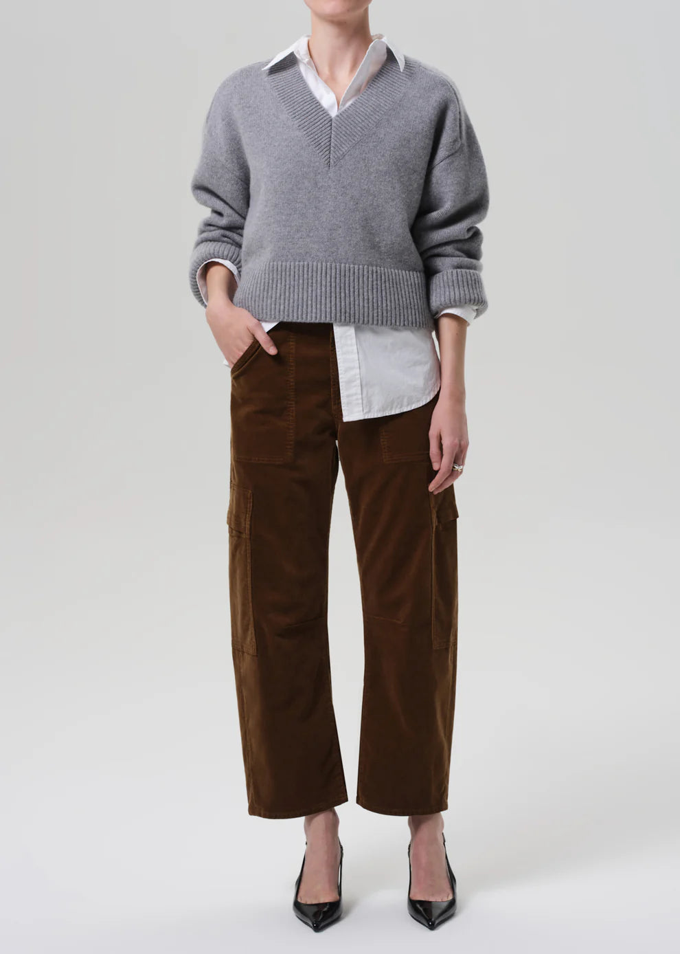 Citizens Of Humanity Marcelle Low Slung Easy Cargo Corduroy - Manuka