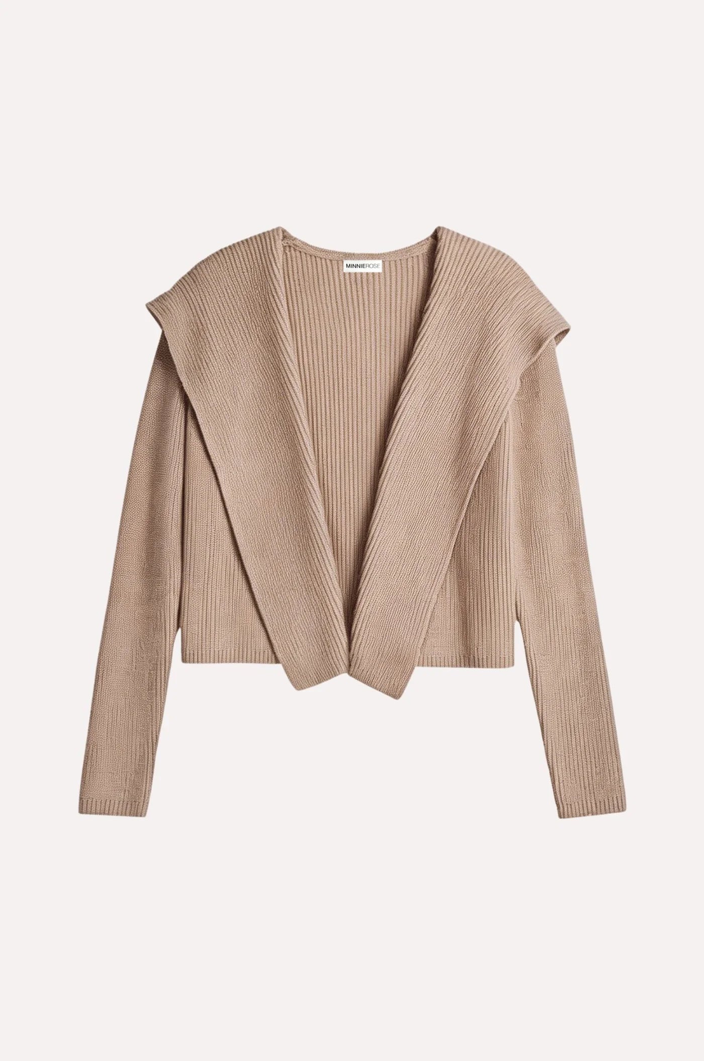 Minnie Rose Cotton Shaker Hooded Flyaway Cardigan - Brown Sugar