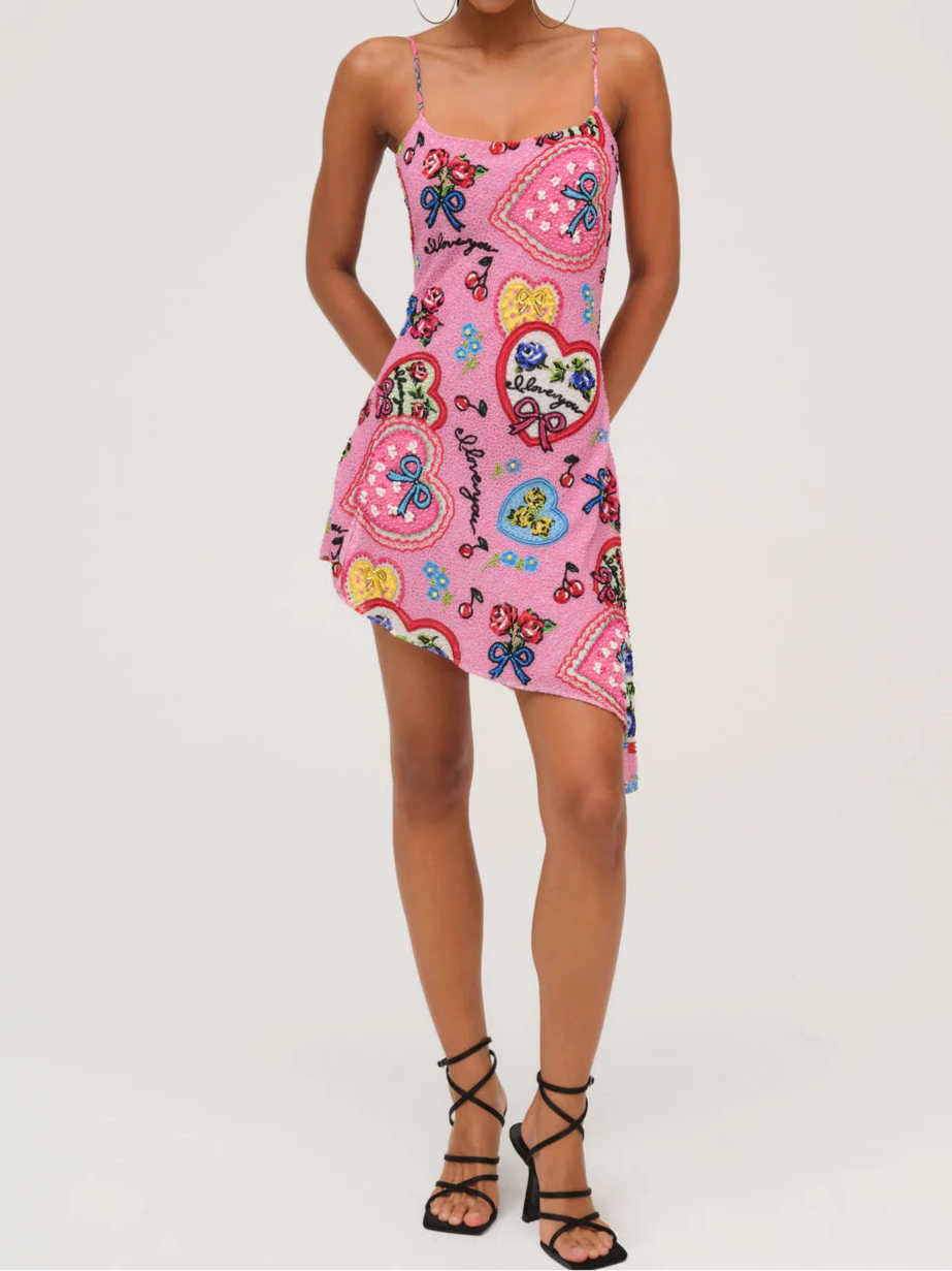 For Love & Lemons I Love You Beaded Dress
