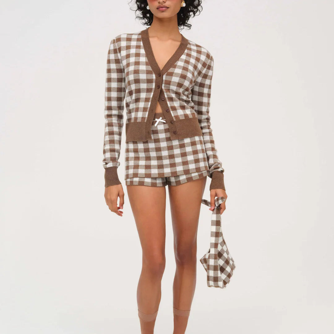 For Love & Lemons Gingham Knit Cardigan