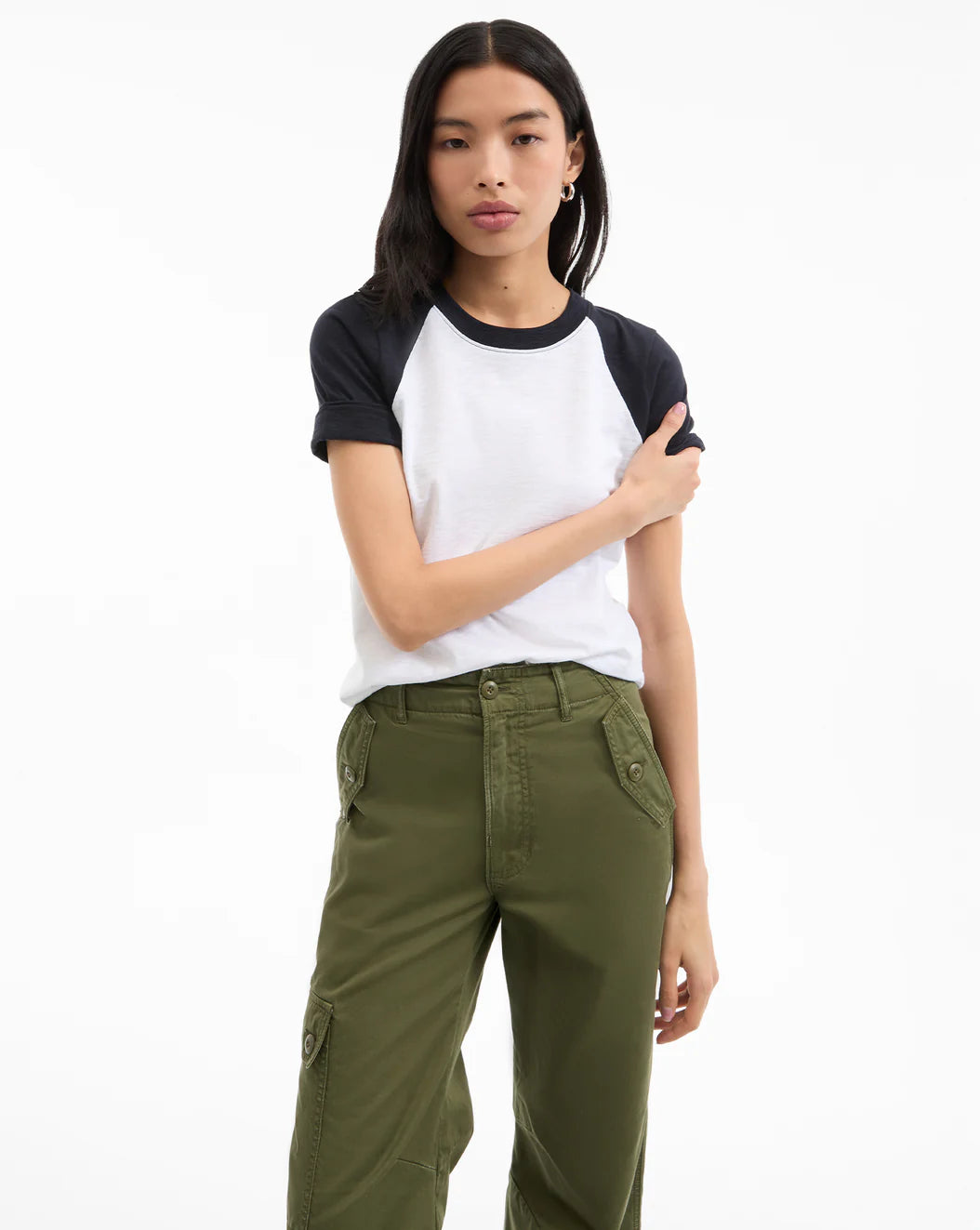 Veronica Beard Short Sleeve Mason Baseball Tee
