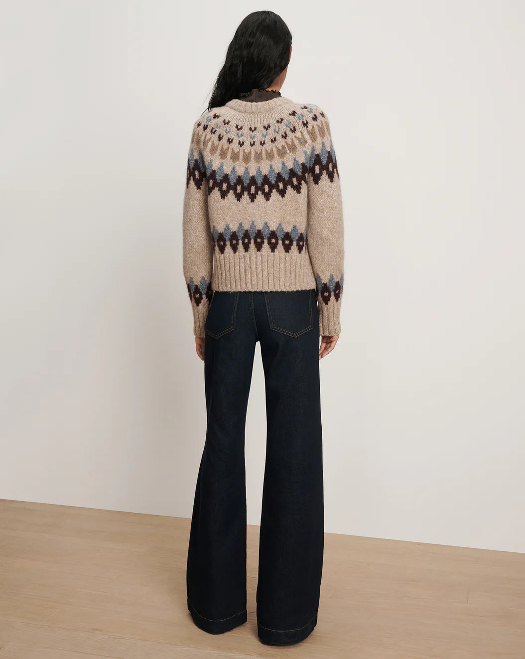 Veronica Beard Christina Fairisle Cardigan - Oatmeal