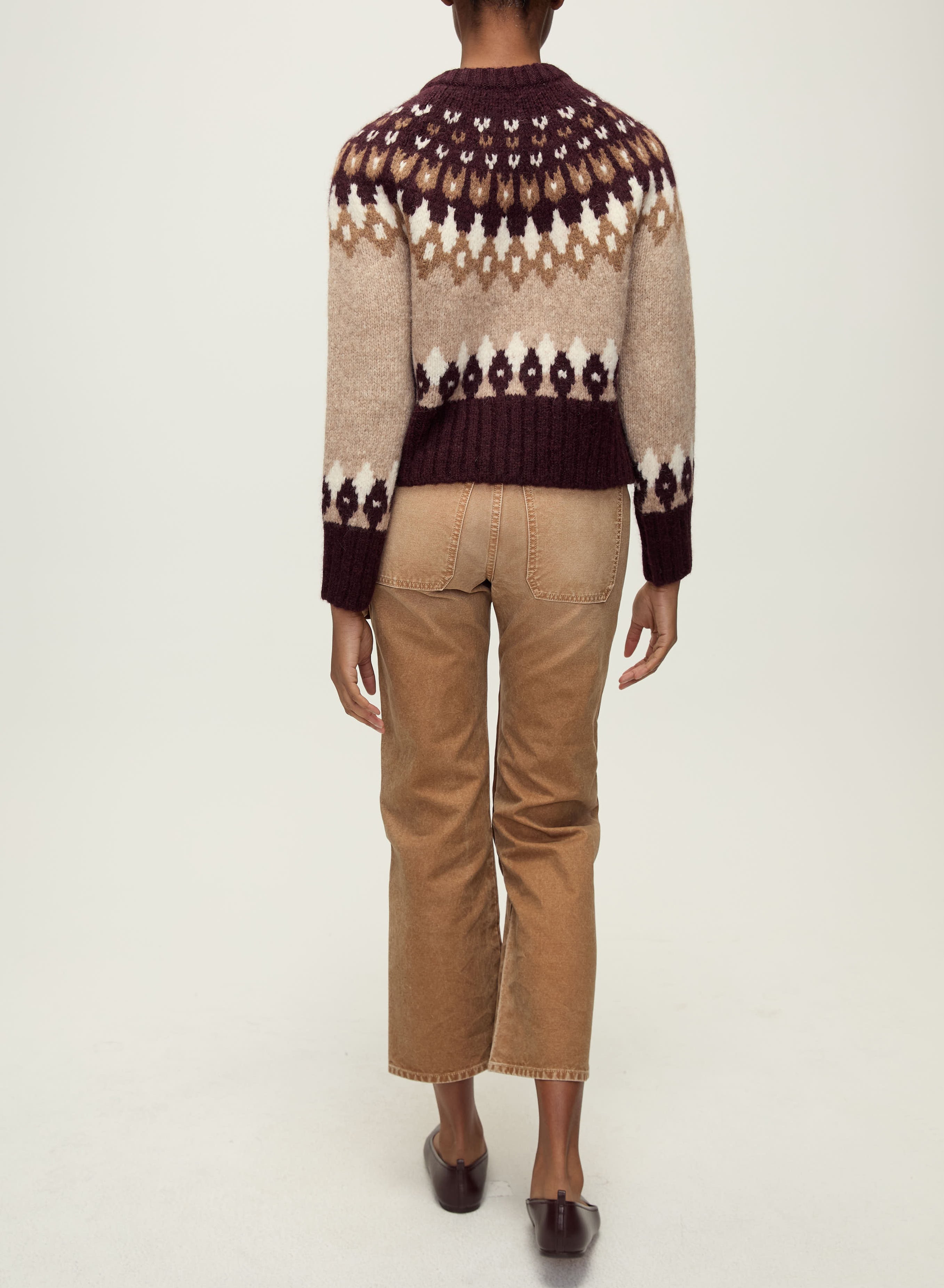 Veronica Beard Christina Fairisle Cardigan - Raisin